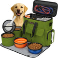 Modoker Dog Travel Bag, Weekend Pet Travel Set for Dog and Cat, Airline Approved Tote Organizer with Multi-Function Pockets, 2 Food Storage Containers, 2 Collapsible Bowls, 1 Feeding Mat (Grey)