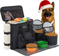 Modoker Dog Travel Bag, Weekend Pet Travel Set for Dog and Cat, Airline Approved Tote Organizer with Multi-Function Pockets, 2 Food Storage Containers, 2 Collapsible Bowls, 1 Feeding Mat (Grey)