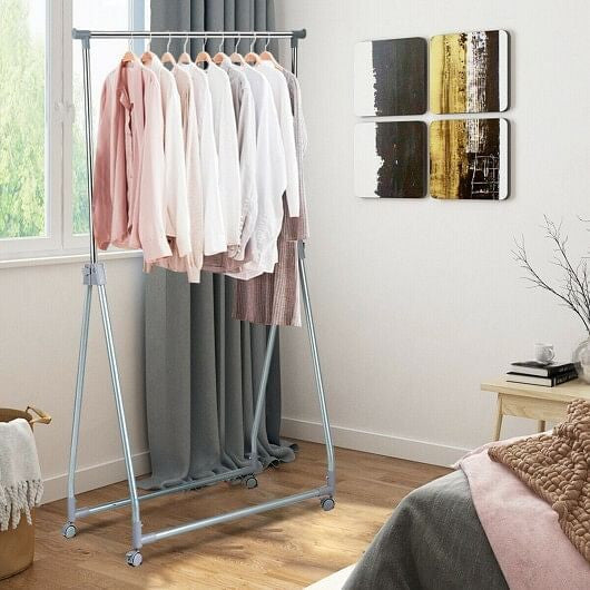 Extendable Foldable Heavy Duty Clothing Coat Rack Stand with Hanging Rod-2