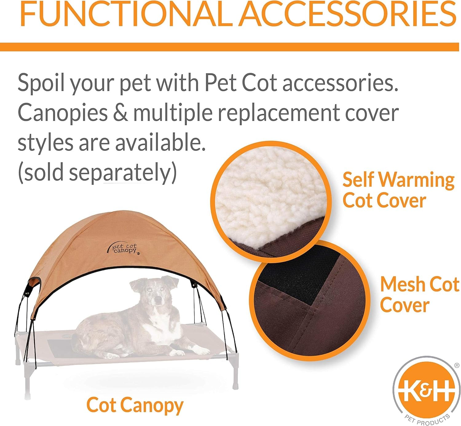 K&H Pet Products Bolster Dog Cot, Cooling Indoor Outdoor Elevated Cot Hammock Dog Bed with Removable Washable Bolsters, Washable Mesh Cover, Raised Metal Frame - Medium 32 X 25In Chocolate
