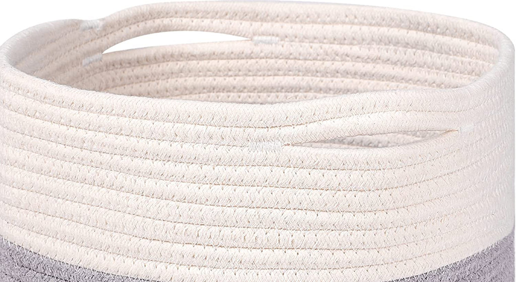 Voten Woven Cotton Rope round 11X11X11'' Storage Cubes Baskets Bins Organizer, 3-Tone Gray, 3-Pack