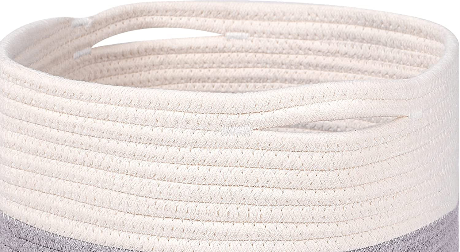 Voten Woven Cotton Rope round 11X11X11'' Storage Cubes Baskets Bins Organizer, 3-Tone Gray, 3-Pack