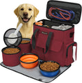 Modoker Dog Travel Bag, Weekend Pet Travel Set for Dog and Cat, Airline Approved Tote Organizer with Multi-Function Pockets, 2 Food Storage Containers, 2 Collapsible Bowls, 1 Feeding Mat (Grey)
